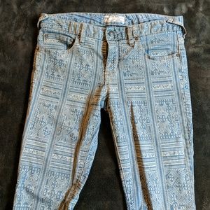 Free People Tribal Batik Ankle Length Jeans CUTE!